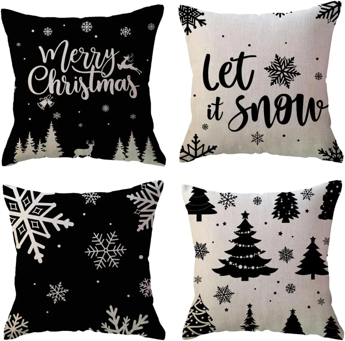 Christmas Decorative Pillow Cover Black & White