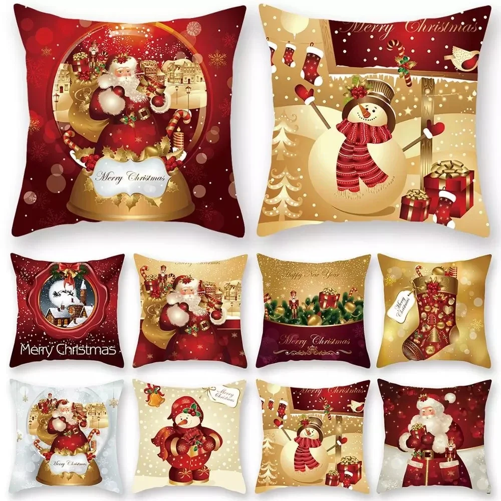 Red Merry Christmas Cushion Cover Pillowcase 45x45cm