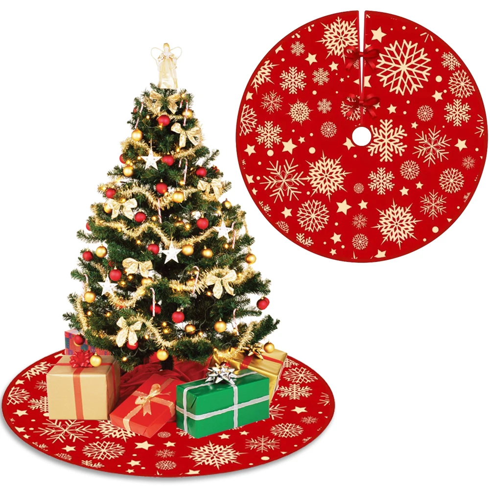 Red Snowflake Christmas Tree Skirt Foot Cover 60/90Cm