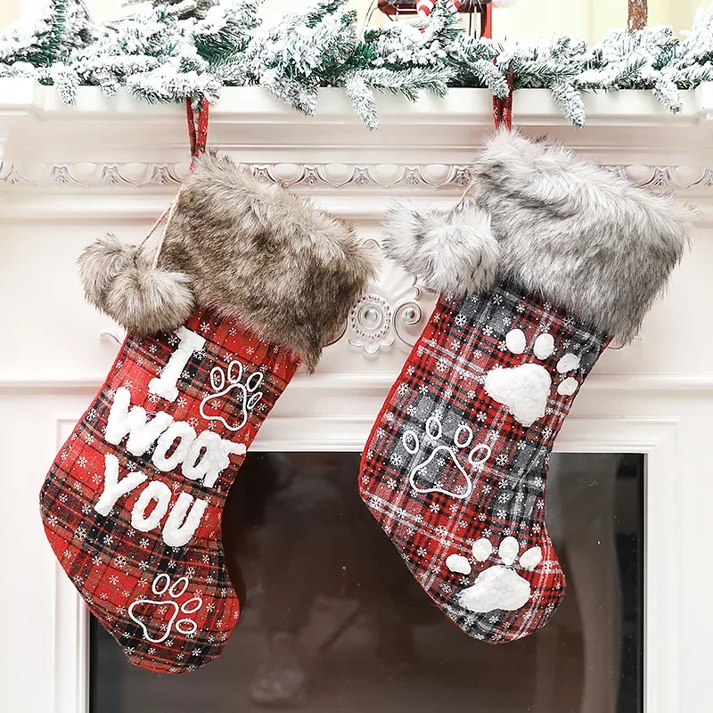 1Pcs Dog Paw Christmas Socks