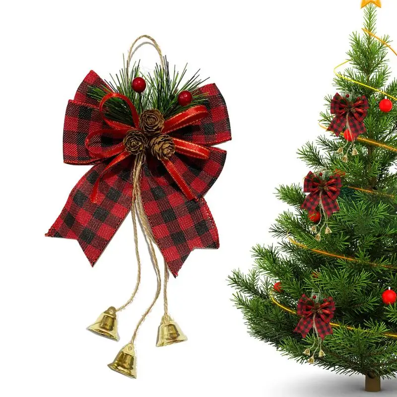 1Pcs Christmas Tree Large Topper Bow Knot with Artificial Spruce Pine Cones