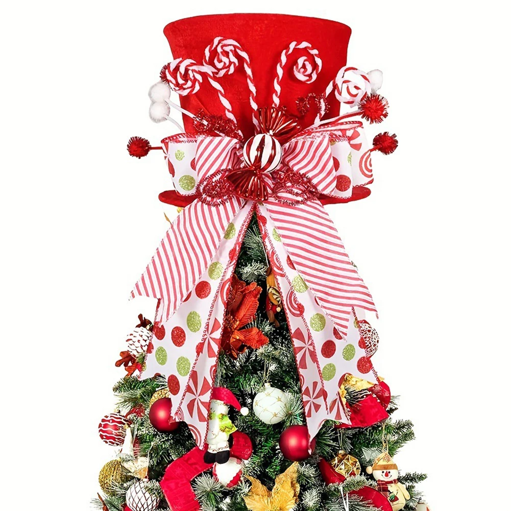 Foldable Hat Christmas Tree Topper With Candy