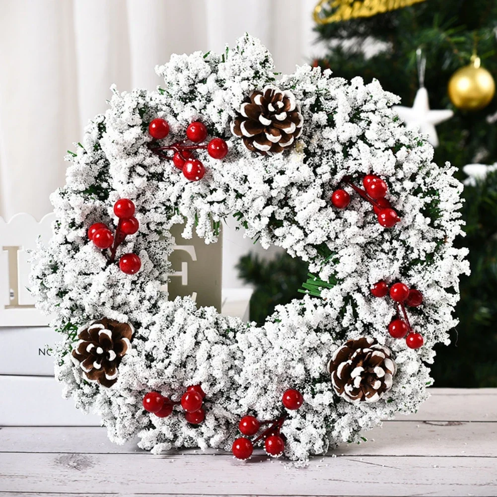 Artificial Flower Wreaths for Christmas with Bows Pinecone Red Berry