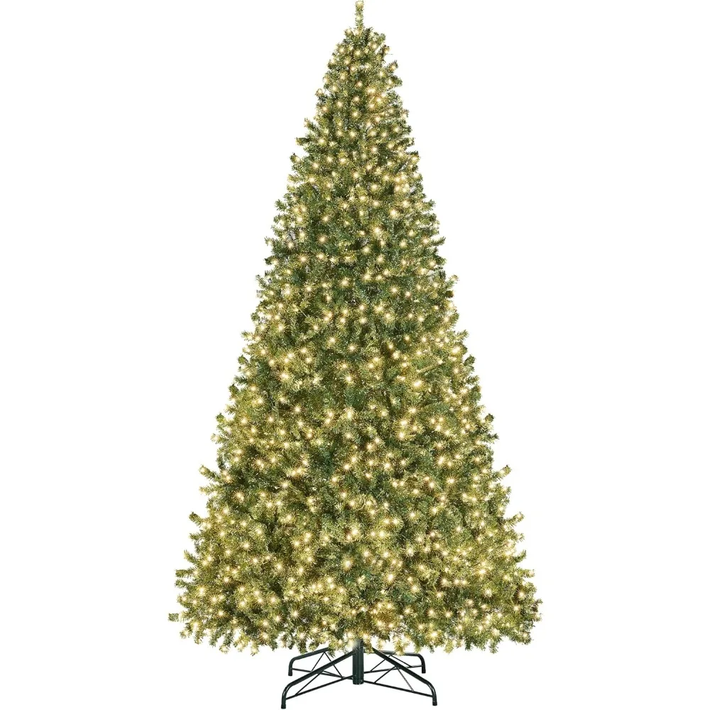 12ft Pre-lit Spruce Artificial Hinged Christmas Pine Tree with 1500 Warm White Lights