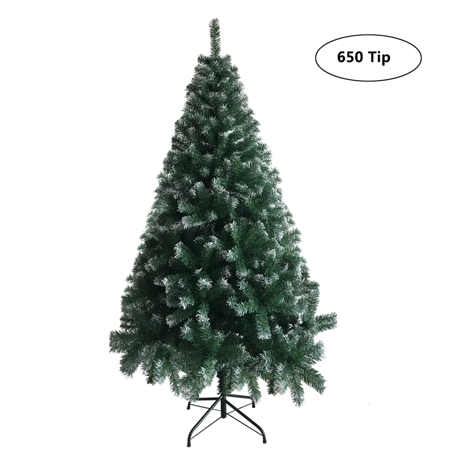 6FT Christmas Tree Iron Leg with Green and White PVC 650 Branches