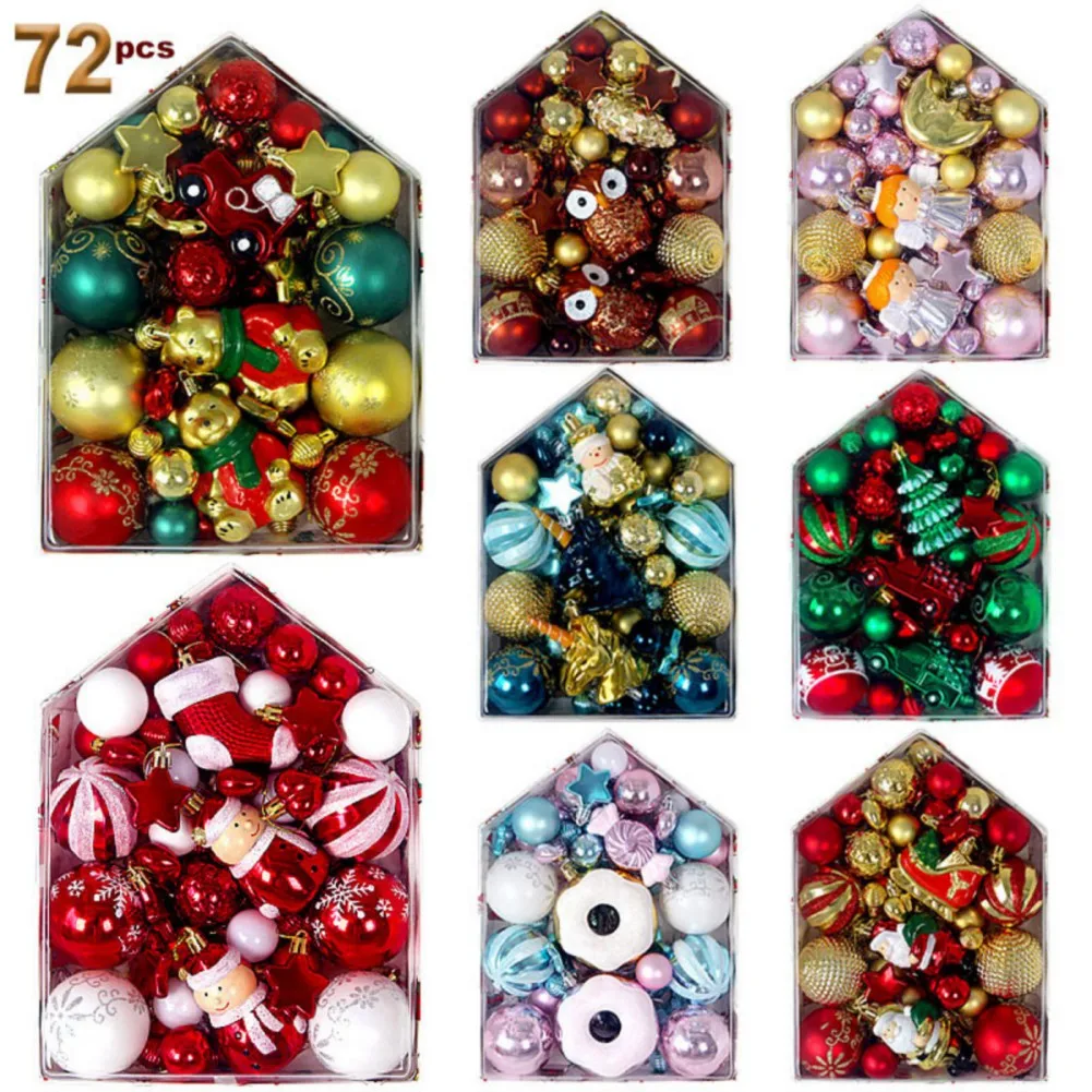 Christmas Tree Ball Ornaments Decoration Set 72pcs/set