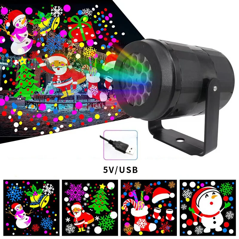 Festive Christmas Snowflake Light Rotating Projector for Outdoor Decor