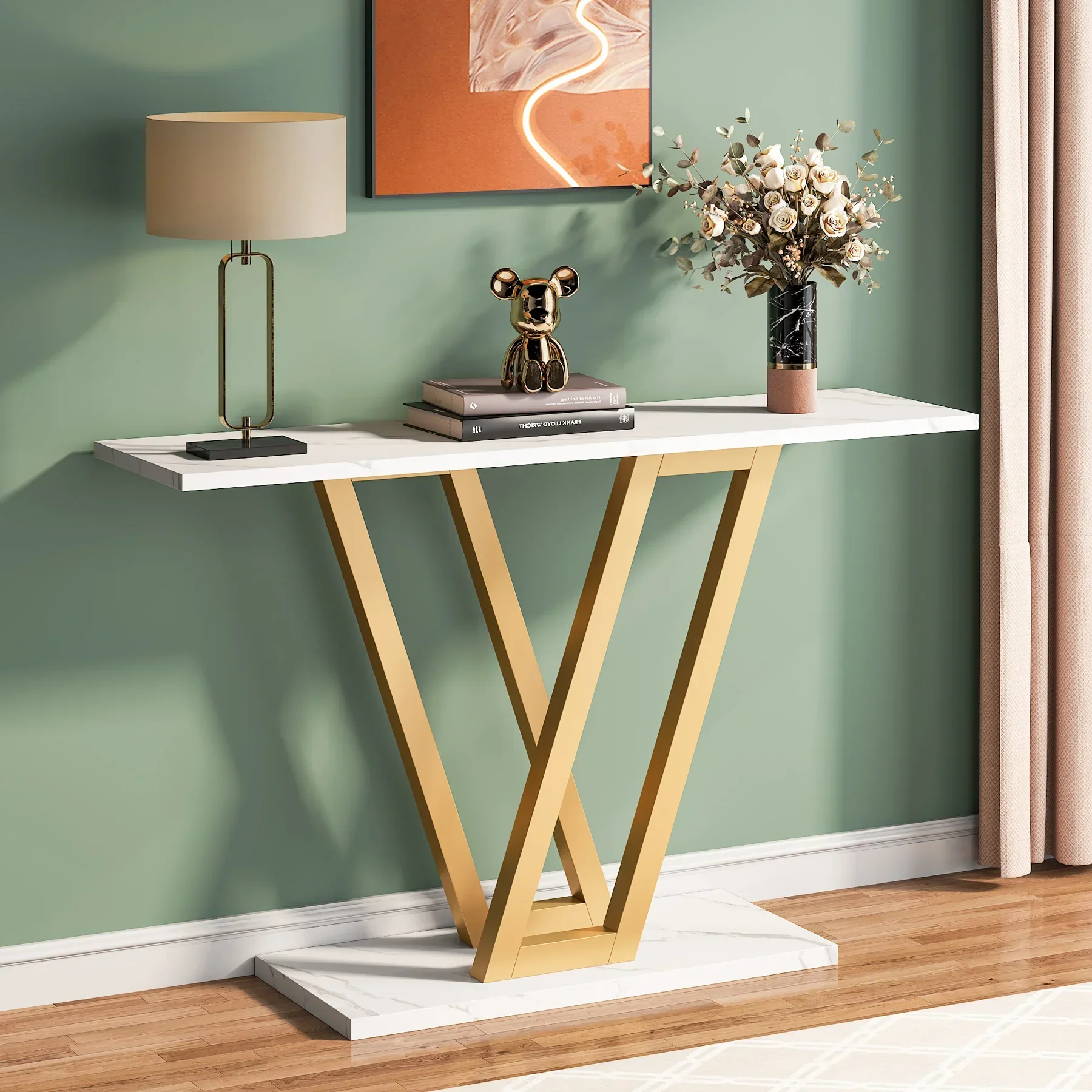 43 Inch Console Table Industrial Entryway Hallway Table  Living Room Furniture