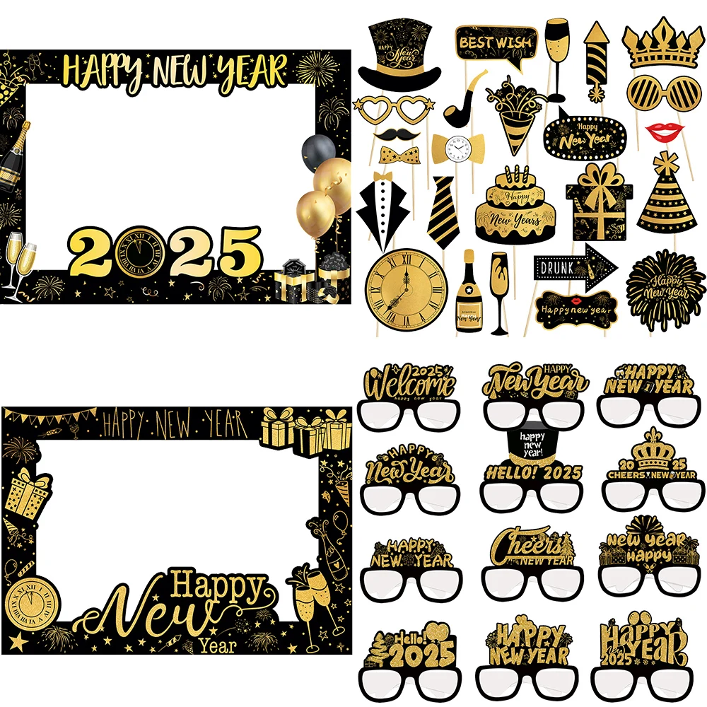 New Year Photo Booth Props ,2025 New Year Eve Photo Booth Props - New Years Eve Party Supplies